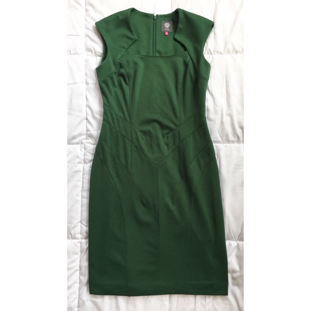 Vince Camuto Queen Anne Neckline Green Dress